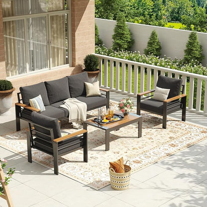 Aoxun Aluminum Patio Furniture Set 5 Seats, Oversized Outdoor Sectional - Image 4