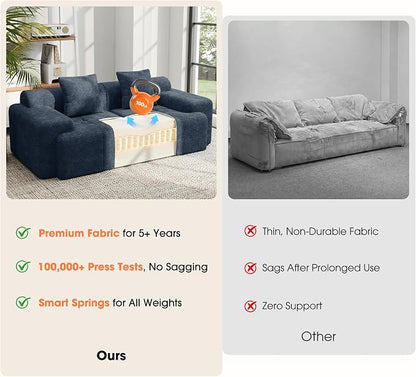 83.5" Boneless Loveseat with Ottoman, Cloud Comfy Couches - Image 4