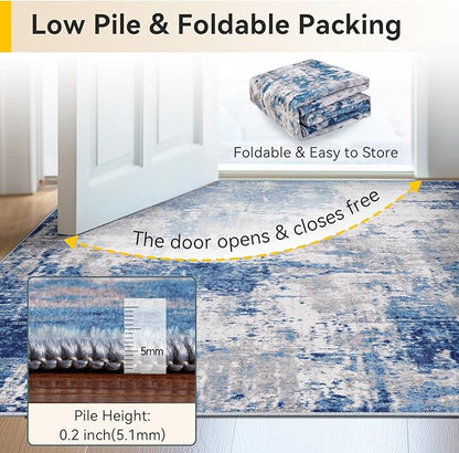 RELEANY Washable Area Rugs Square 8ft Non-Slip Modern Abstract Soft - Image 4