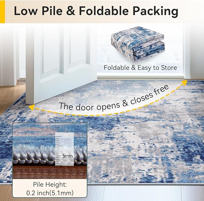 RELEANY Washable Area Rugs 3x6 Non-Slip Modern Abstract Soft - Image 6