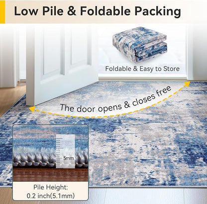 RELEANY Washable Area Rugs Square 9ft Non-Slip Modern Abstract Soft - Image 4