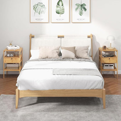 Giantex Bamboo Nightstand, Wood Side Table - Image 8
