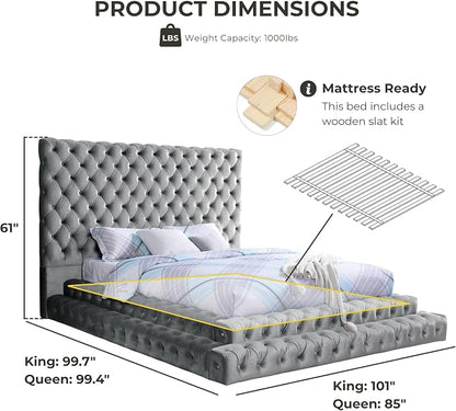 Furniture of America Sable Fabric Upholstered Step Up King-Size Platform Bed - Image 3