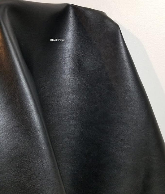 Black Soft Faux Leather Fabric PU Leather by The Yard Synthetic Pleather 0.9 mm by NATLeathers