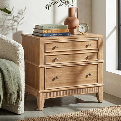 Merax 27.3 Inch Solid Wood Nightstand, Mid Century Modern Night Stand - Image 3