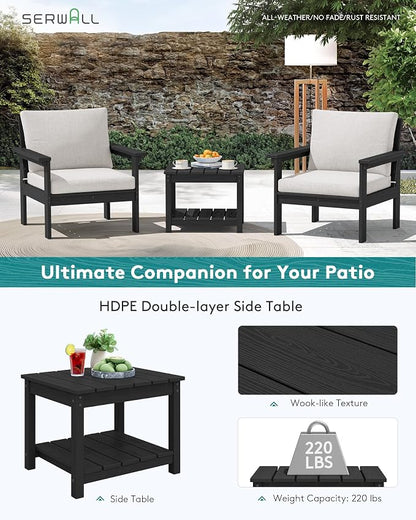 SERWALL HDPE Patio Sofa Set, 3-piece Sectional Outdoor Furniture Set, All - Image 6