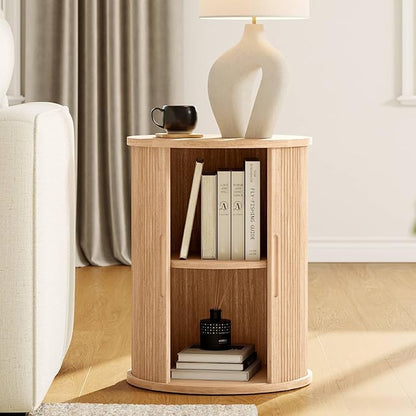 LINSY HOME Round Fluted End Table, Tall Side Table - Image 2