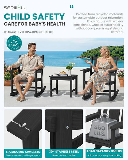 SERWALL Outdoor Rocking Chair Set of 2 - Image 4