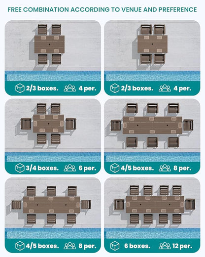 SERWALL HDPE Dining Set for 8: 2 Umbrella Hole Tables + 8 Chairs. Includes 8 - Image 9