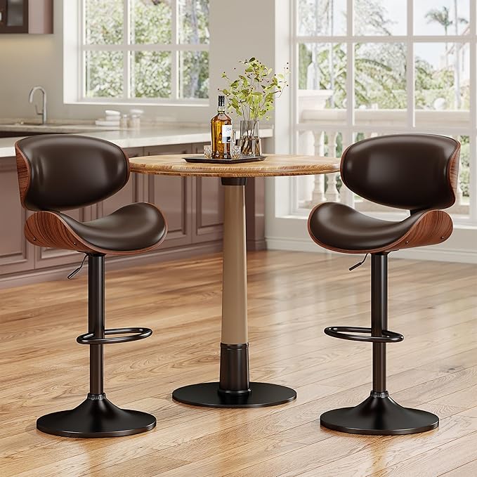 YaFiti Bar Stools Set of 4, Modern Pu Leather Swivel Adjustable Bar Stool - Image 7