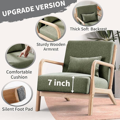 ANJ Mid Century Modern Accent Chair, Comfy Fabric Reading Chair - Image 3
