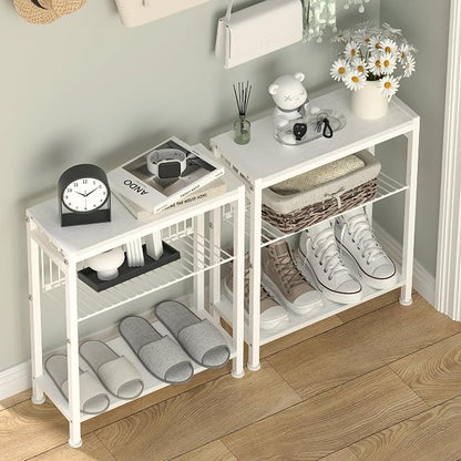 End Table Set of 2 for Small Space, 3-Tier Narrow Side Table - Image 2