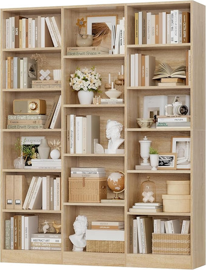FACBOTALL Triple Wide Bookshelf, 6 Tier Large Bookshelf, Bookcase by FACBOTALL