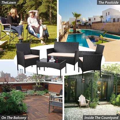 Homall 4 Pieces Outdoor Patio Furniture Sets Rattan Chair Wicker Set, Outdoor - Image 5