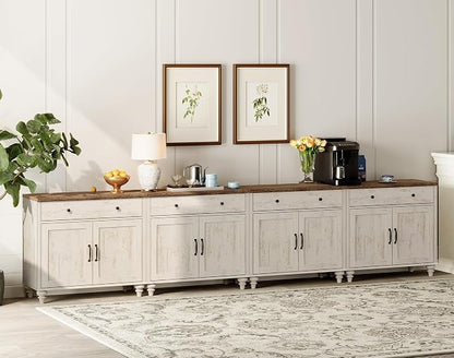 WAMPAT Buffet Cabinet with 8 Doors and 4 Drawers, Modern Coffee Bar Table Wood - Image 5