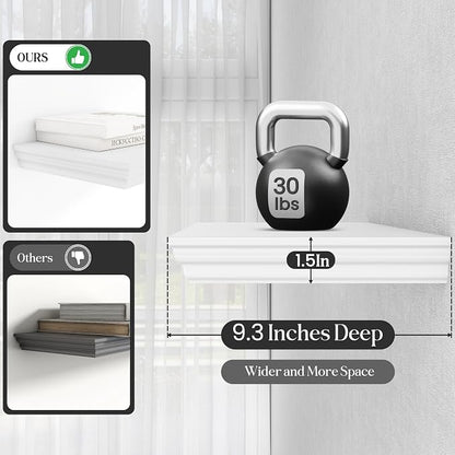 Fun Memories Floating Shelves 24 Inch Long, 9.3 Inch Deep Classic Crown Molding - Image 4