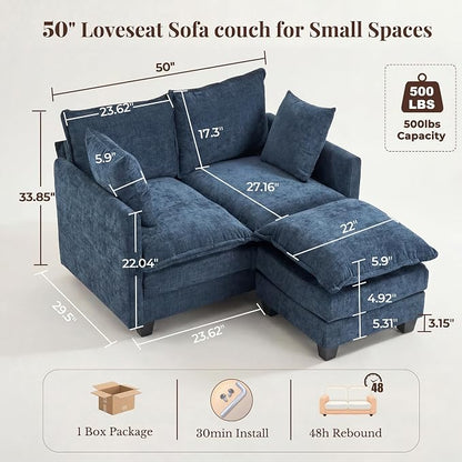 Loveseat Sofa with Ottoman, Cloud 3-Layer Cushion, Living Room, in a Box - Image 2