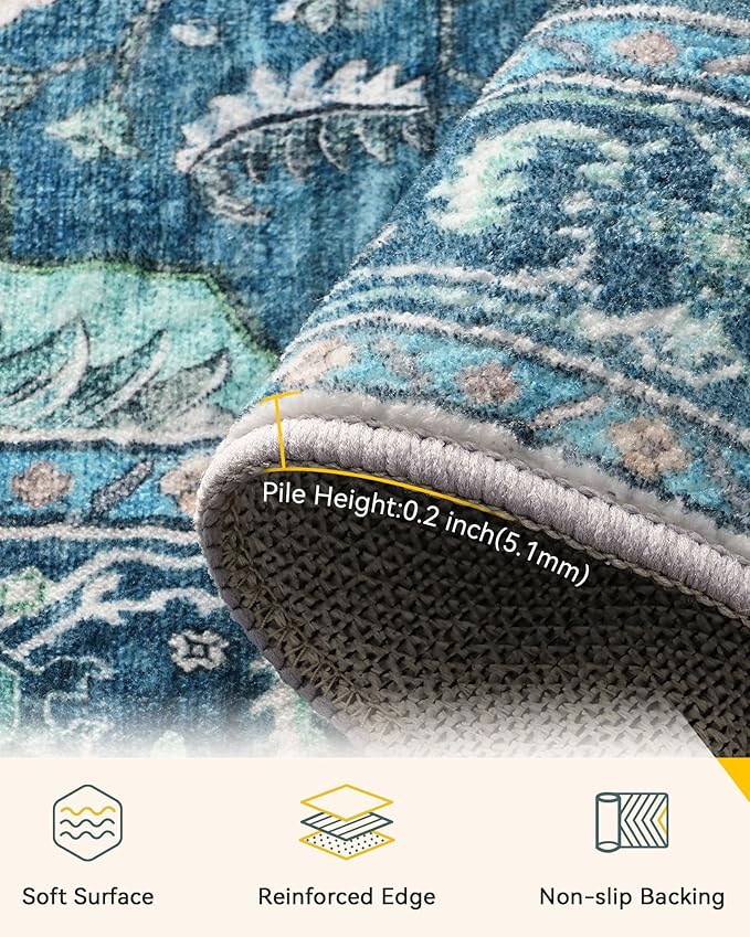 RELEANY Area Rugs 2'6"x14' Runner Rug Non Slip Washable - Image 2