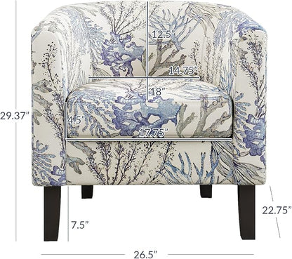 BELLEZE Living Room Chairs Set of 2, Linen Round Accent Barrel Chairs, Club Tub - Image 3
