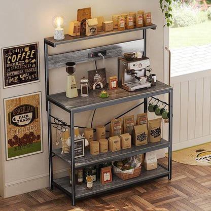 SUPERJARE Bakers Rack with Power Outlets, Microwave Stand, 39.4 X 14.3 Inch - Image 4