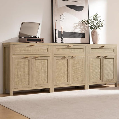 SICOTAS Sideboard Buffet Storage Cabinet, Rattan Accent Cabinet - Image 8