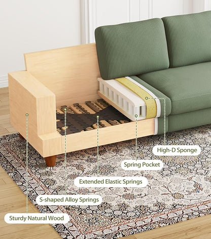 87in Corduroy Couch, Kidirect Sofa No Tool Assembly, Comfy Couches - Image 9