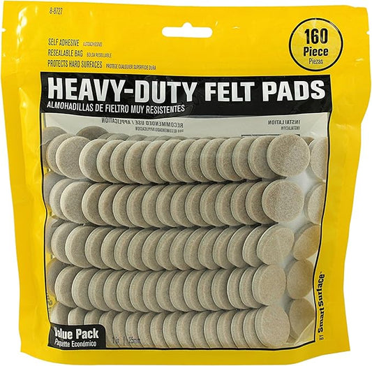 Smart Surface 8727 Heavy Duty Self Adhesive Furniture Felt Pads 1-Inch Round by Smart+Surface+Products