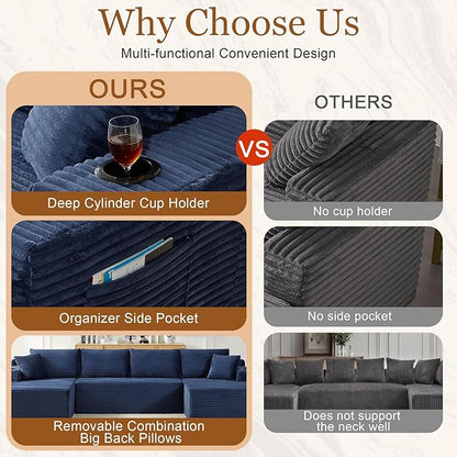 125" Modular Sectional Sleeper Sofa, Boneless Cloud Couch - Image 4
