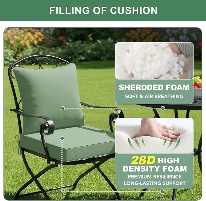 Summsun Outdoor Chair Cushions Set of 4, Waterproof Back Pillow and Seat - Image 4