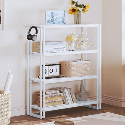 HCHQHS Bookshelf, 4-Tier Industrial Bookcase, Freestanding Tall Bookshelves - Image 2