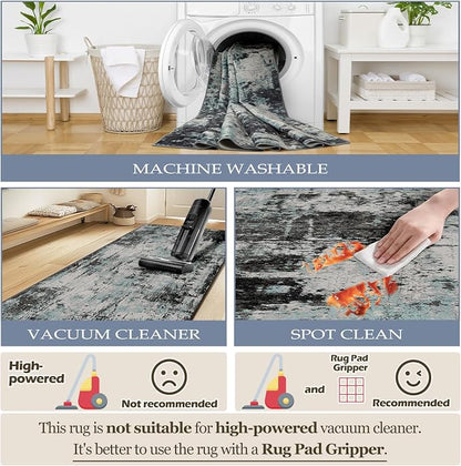 RELEANY Washable Area Rugs 4ft Non-Slip Modern Abstract Soft - Image 5