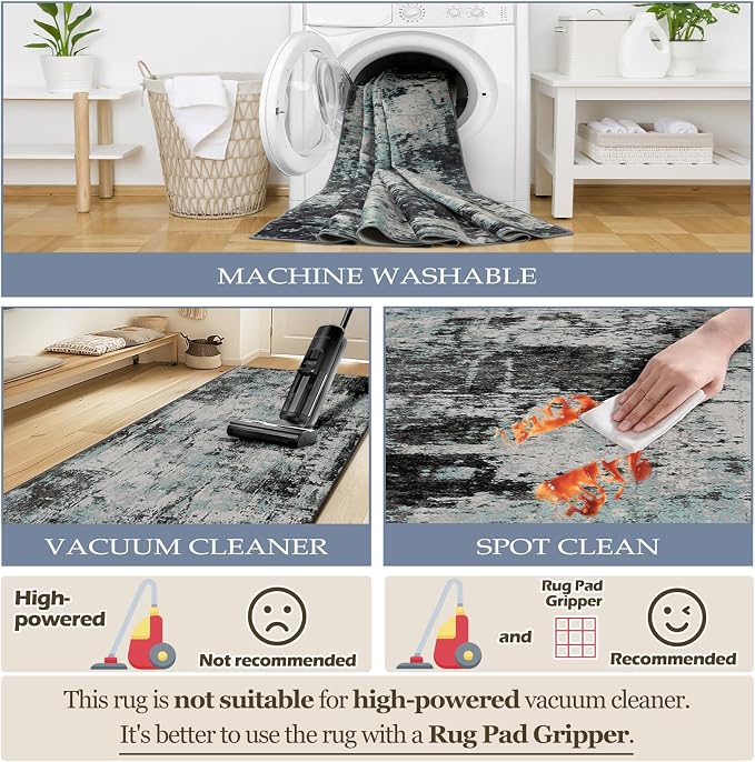 RELEANY Washable Area Rugs 3'x5' Non-Slip Modern Abstract Soft - Image 6