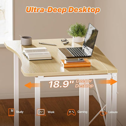 Huuger Folding Desk for Small Spaces, 31.5 Inch Foldable Computer Table - Image 4