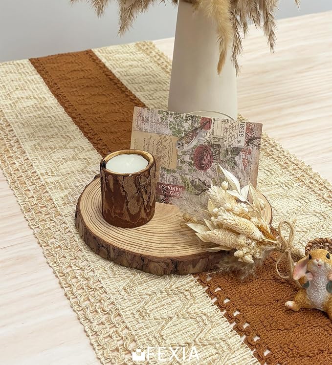FEXIA Boho Table Runner 36 Inches Long Macrame Summer Decor Coffee Table Cover - Image 4