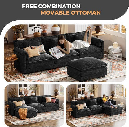 ELUCHANG 150" Modular Sectional Sofa, Comfy Deep Seat Cloud Couch, 6 Seater U - Image 9