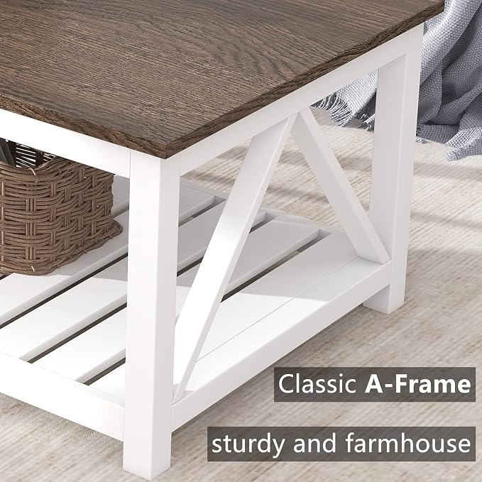 ChooChoo Farmhouse Coffee Table, Rustic Vintage Living Room Table - Image 6