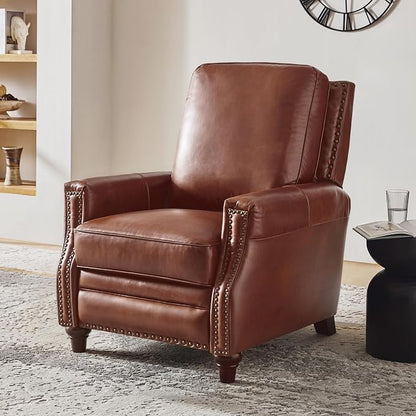 HULALA HOME Genuine Leather Manual Recliner Chair by HULALAHOME