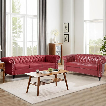 AVZEAR Chesterfield Loveseat Sofa, Upholstered Sofa Modern 2 Seater Couch Sofa - Image 6