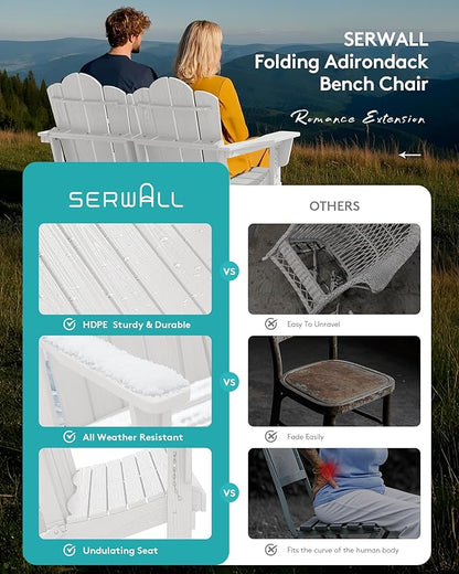 SERWALL 4 Pieces HDPE Patio Adirondack Chair Set, 2 Adirondack Chair - Image 6