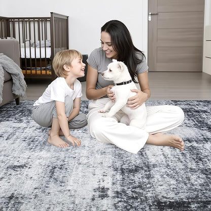 9x12 Area Rug Living Room Rug: Washable Modern Abstract Soft Thin Rug Indoor - Image 9