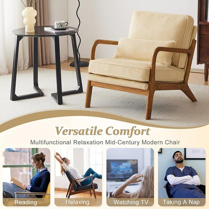 VINGLI Upgraded Premium Corduroy Accent Chairs Set of 2, Upholstered Arm Chair - Image 7