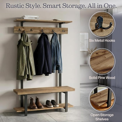 Alaterre Furniture Pomona Entryway Hall Tree – Modern Farmhouse 48-Inch Solid - Image 5