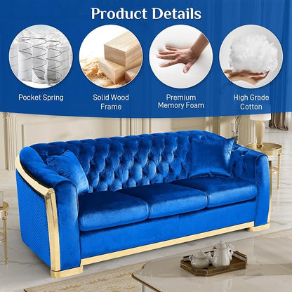 DAMAIFROM Mid Century Modern Chesterfield Sofa Couch, 3 Seat Tufted Sofas - Image 4