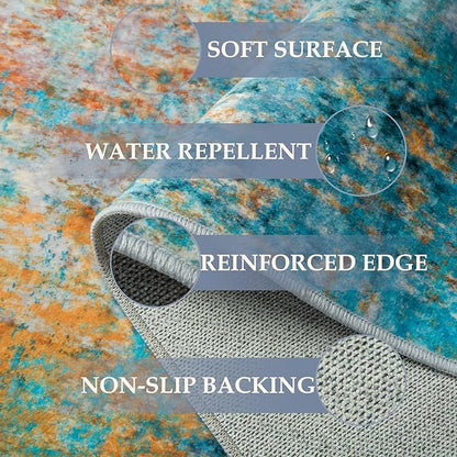 RELEANY Washable Area Rugs 5'x7' Non-Slip Modern Abstract Soft - Image 4