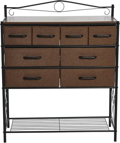 Household Essentials Walnut Iron 8-Drawer Sideboard - Image 4