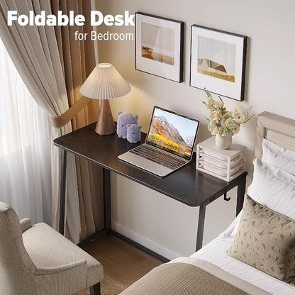 WOHOMO Folding Desk, 39.4" Narrow Writing Foldable Desk, Space-Saving Laptop - Image 6