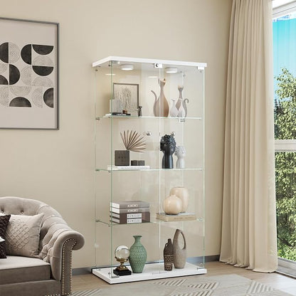 Display Cabinet with Light, Glass Door and Lock, 4-Shelf Fast Installation in - Image 8