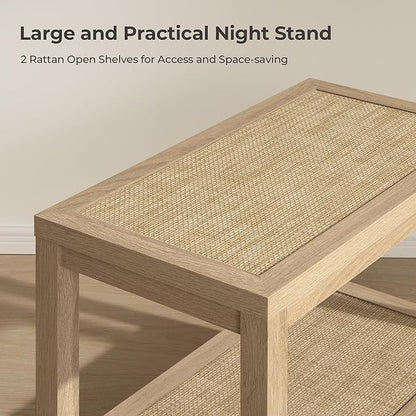 SICOTAS Rattan Nightstand Bedside Table - Image 3