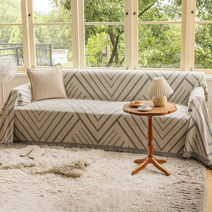 VClife Beige Gray Herringbone Couch Cover Modern Simple Style Geometric - Image 7