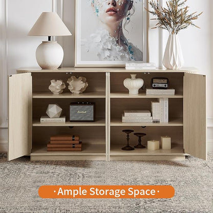 LKTART 64" Buffet Cabinet with Storage, Modern Fluted Accent Sideboard Media - Image 7